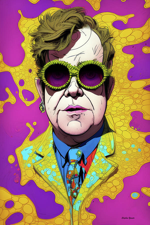 Elton John Digital Art by Stephen Younts