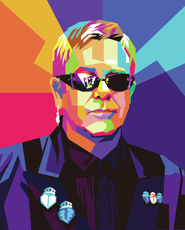 Elton John Digital Art - Elton John Wpap Pop Art by Ahmad Nusyirwan