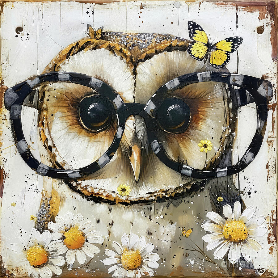 Owl Painting - Elton The Owl by Tina LeCour