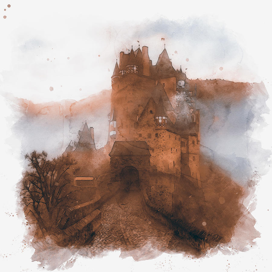 Eltz Castle, Watercolor - 01 Painting by AM FineArtPrints