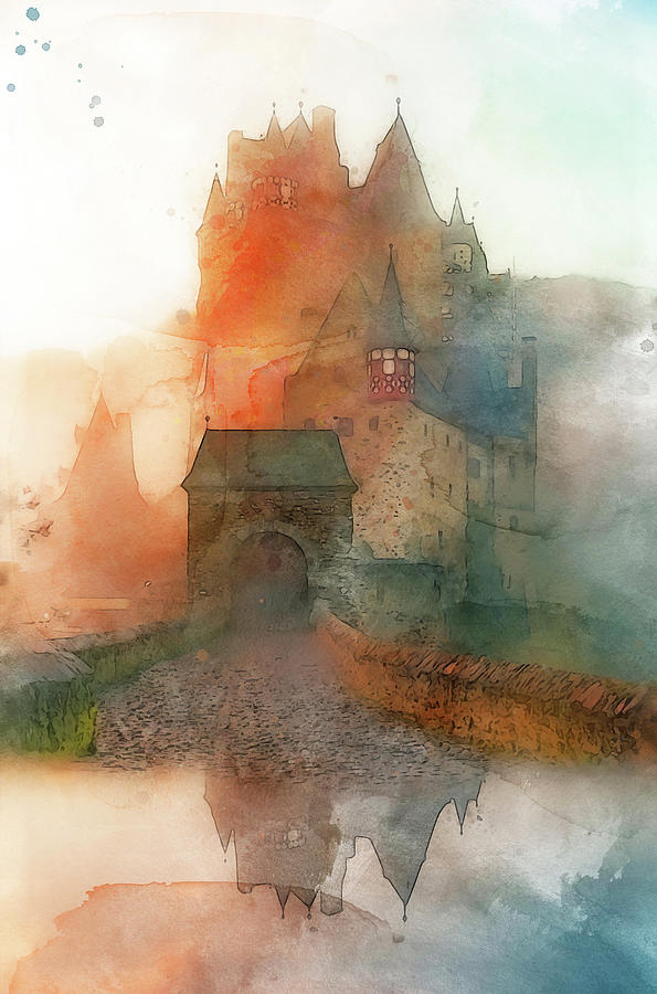 Eltz Castle, Watercolor - 02 Painting by AM FineArtPrints