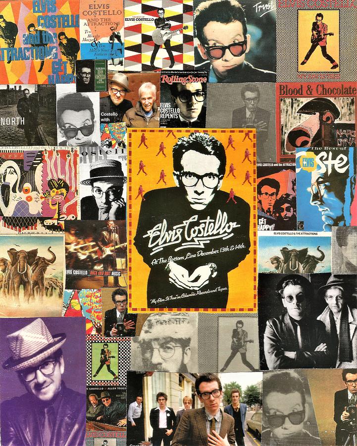 Elvis Presley Digital Art - Elvis Costello Collage 1 by Doug Siegel