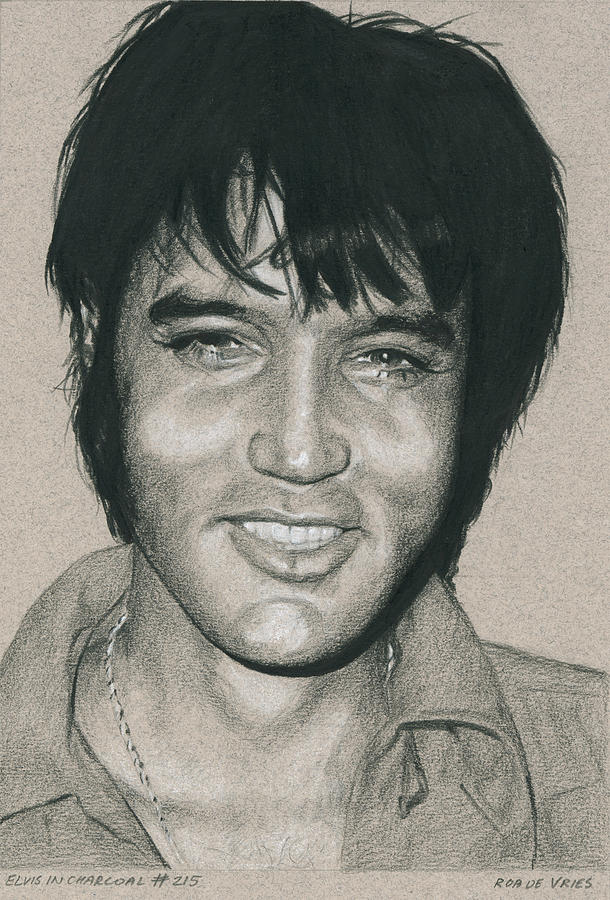 Elvis in Charcoal #215 Drawing by Rob De Vries
