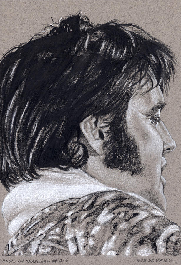 Elvis in Charcoal #216 Drawing by Rob De Vries