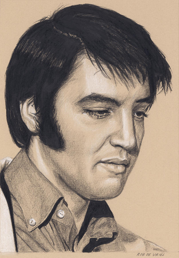 Elvis In Charcoal #227 Drawing by Rob De Vries