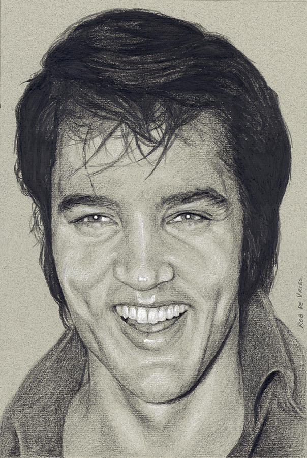 Elvis in Charcoal #245 Drawing by Rob De Vries