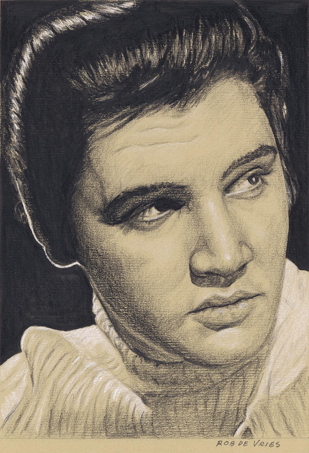 Elvis in Charcoal #249 Drawing by Rob De Vries
