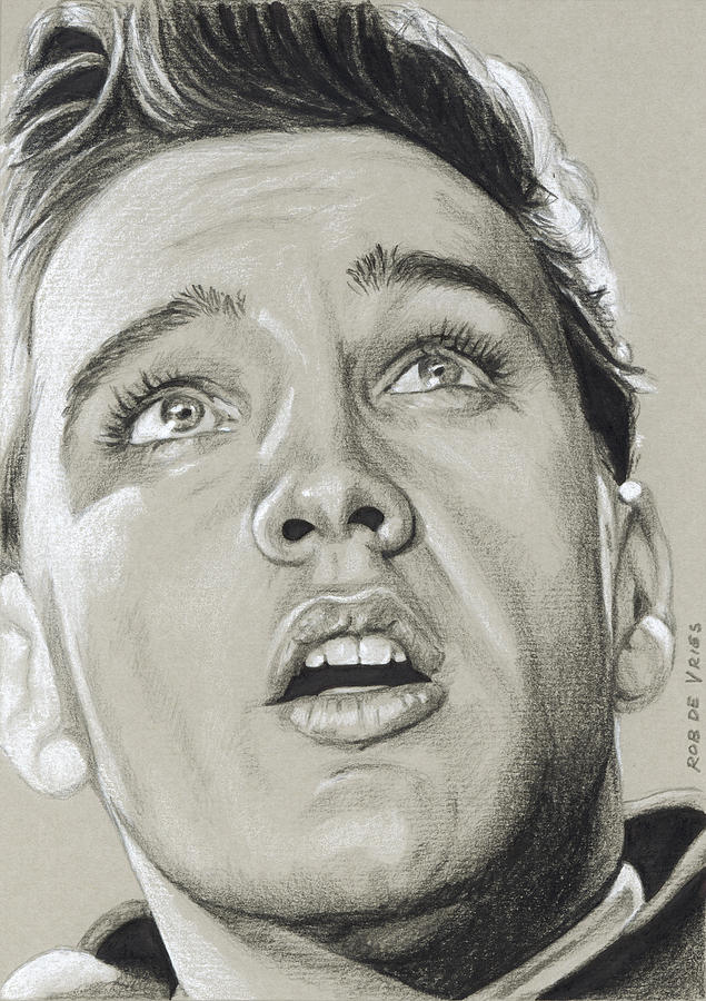 Elvis in Charcoal #253 Drawing by Rob De Vries