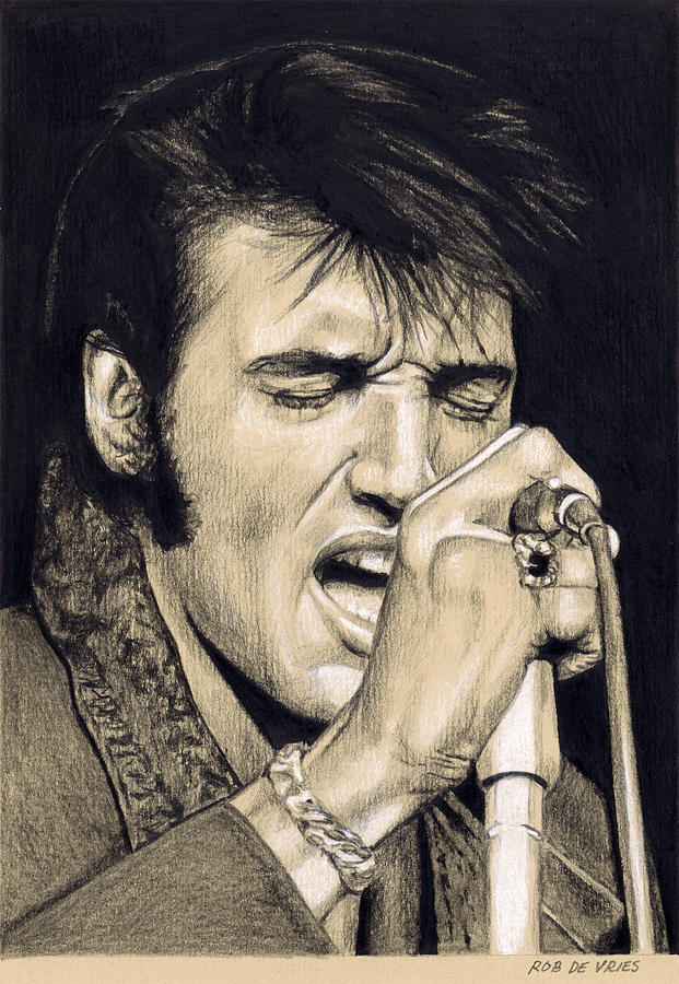 Elvis in Charcoal #258 Drawing by Rob De Vries