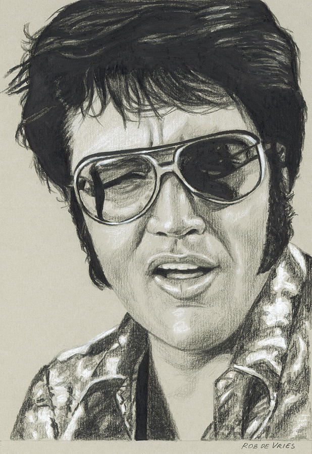 Elvis in Charcoal #259 Drawing by Rob De Vries
