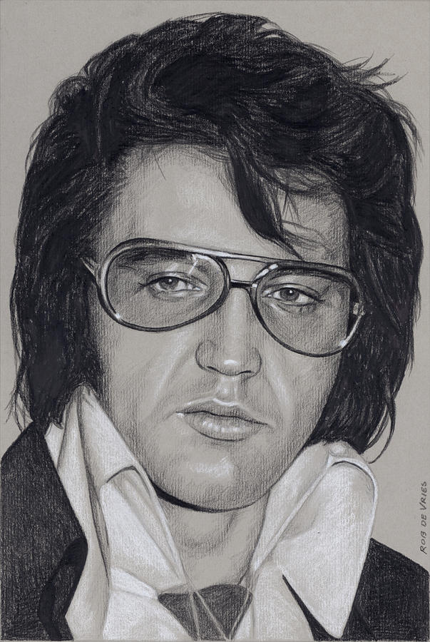 Elvis in Charcoal #269 Drawing by Rob De Vries