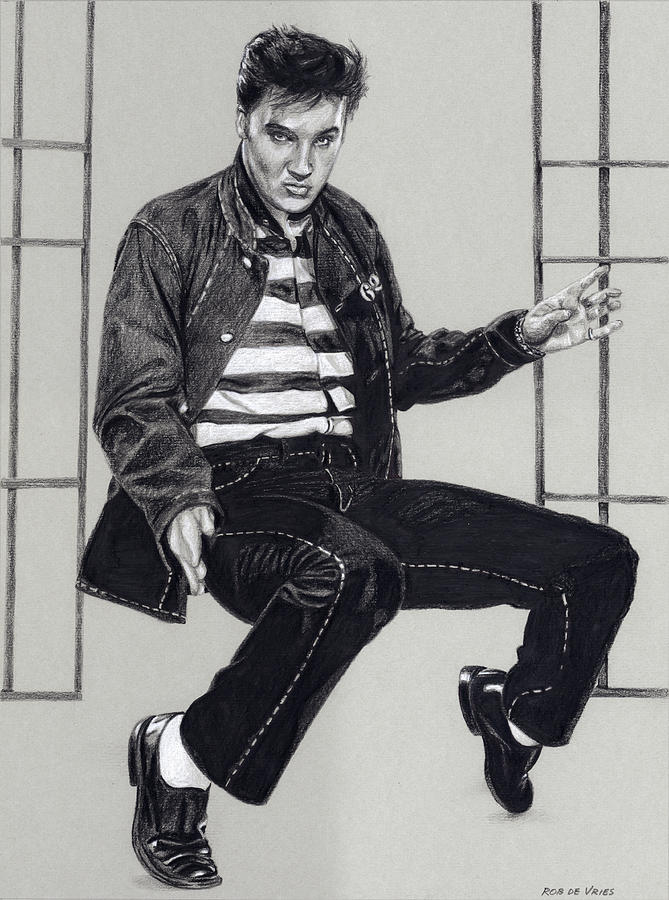 Elvis in Charcoal #273 Drawing by Rob De Vries