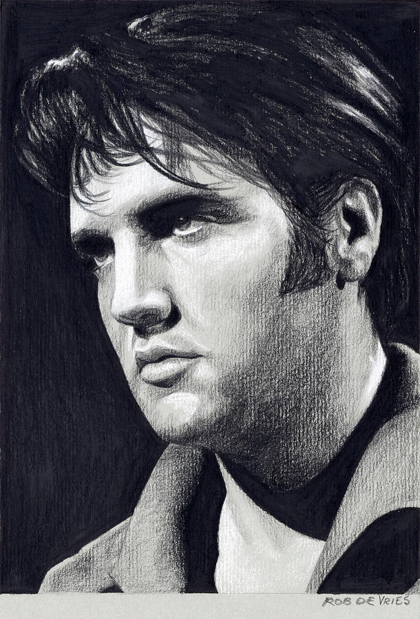 Elvis in Charcoal #274 Drawing by Rob De Vries