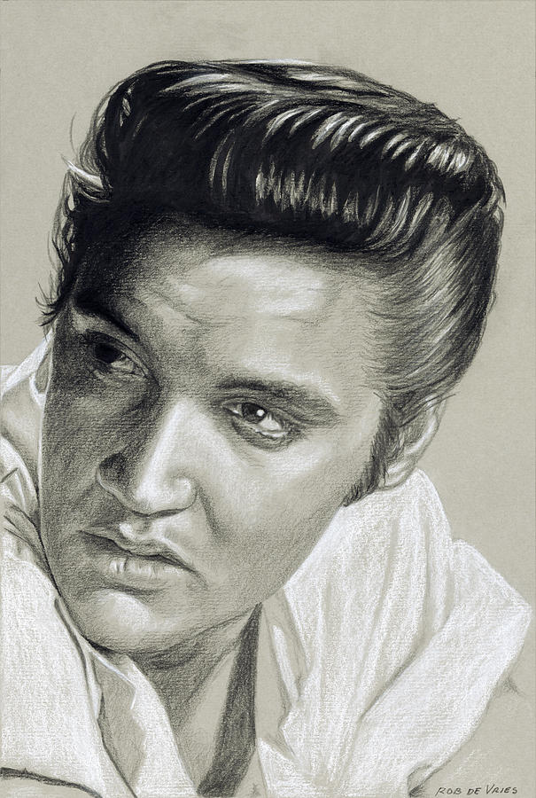 Elvis in Charcoal #275 Drawing by Rob De Vries