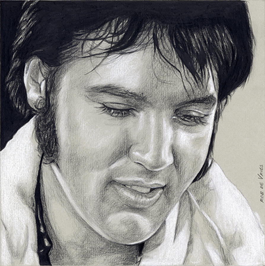 Elvis in Charcoal #276 Drawing by Rob De Vries
