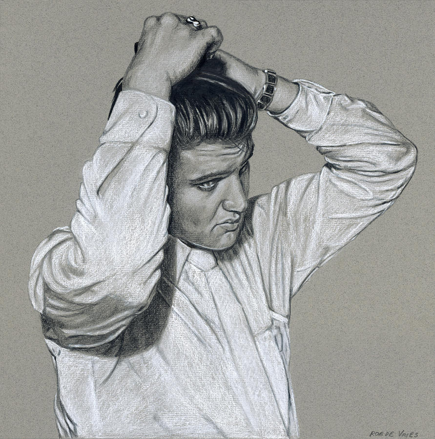 Elvis in Charcoal #283 Drawing by Rob De Vries