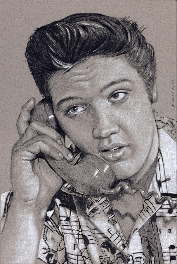 Elvis in Charcoal #286 Drawing by Rob De Vries