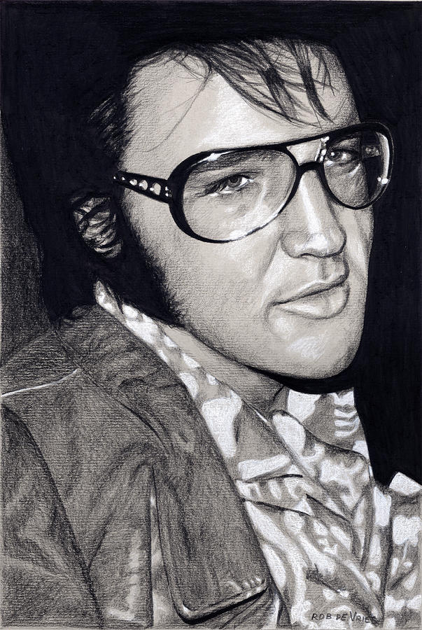 Elvis in Charcoal #287 Drawing by Rob De Vries