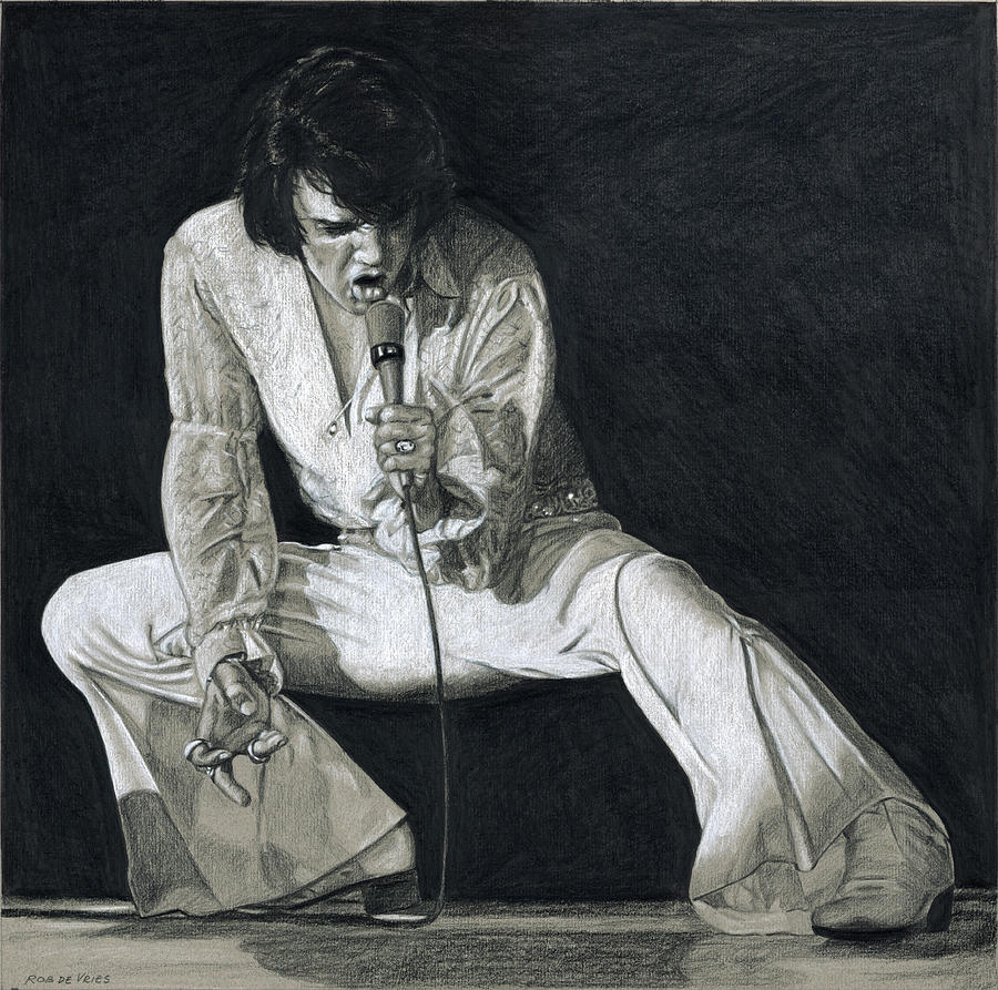 Elvis in Charcoal #289 Drawing by Rob De Vries