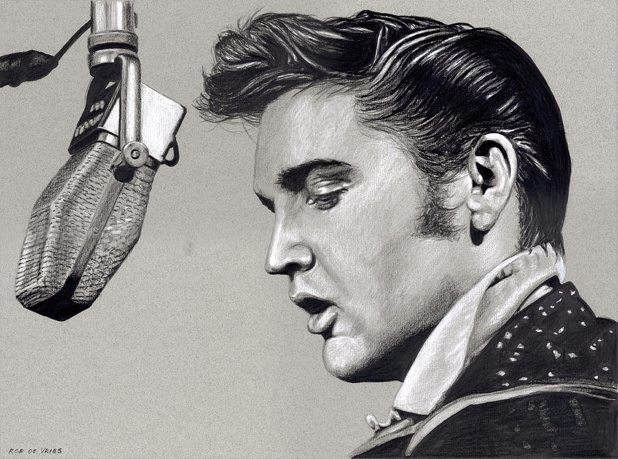 Elvis in Charcoal #290 Drawing by Rob De Vries
