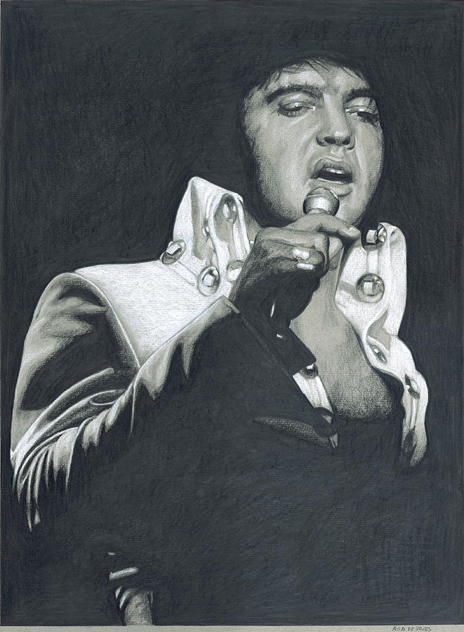 Elvis in Charcoal #298 Drawing by Rob De Vries