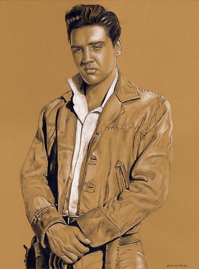 Elvis in Charcoal #300 Drawing by Rob De Vries