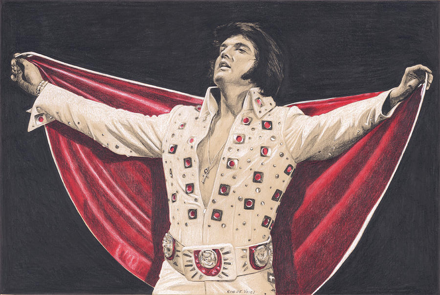 Elvis in Charcoal #314 Drawing by Rob De Vries