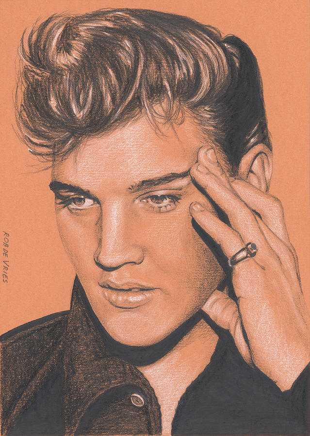 Elvis in Charcoal #323 Drawing by Rob De Vries