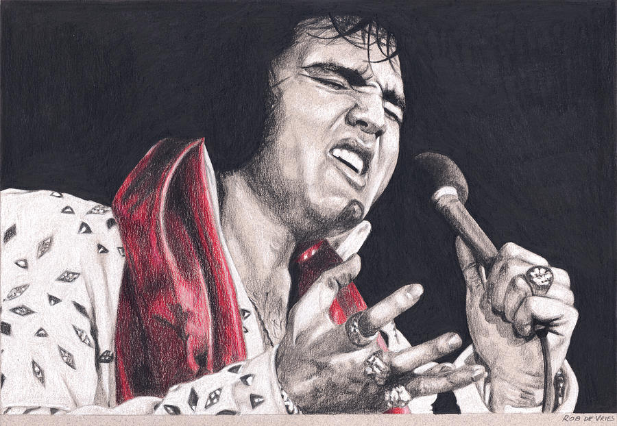 Elvis in Charcoal no. 220 Drawing by Rob De Vries
