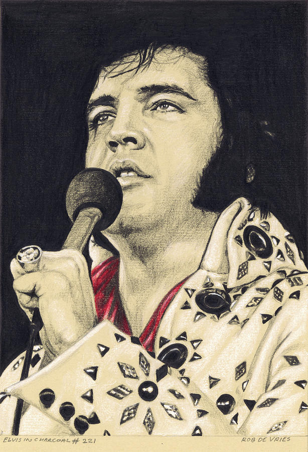 Elvis in Charcoal no. 221 Drawing by Rob De Vries