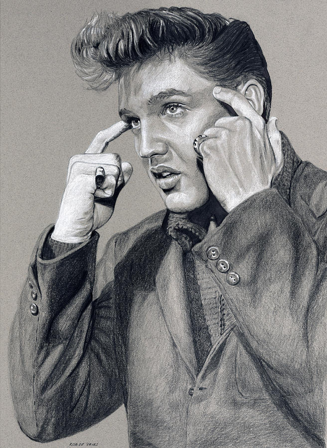 Elvis in Charcoal no. 223 Drawing by Rob De Vries
