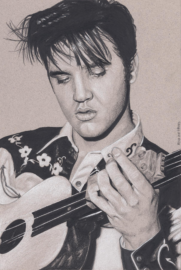Elvis in Charcoal no. 225 Drawing by Rob De Vries