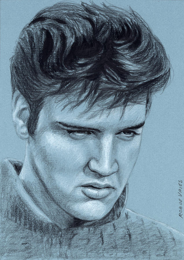 Elvis in Charcoal no. 226 Drawing by Rob De Vries