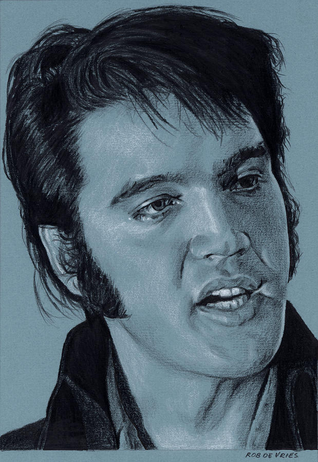Elvis in Charcoal no. 228 Drawing by Rob De Vries