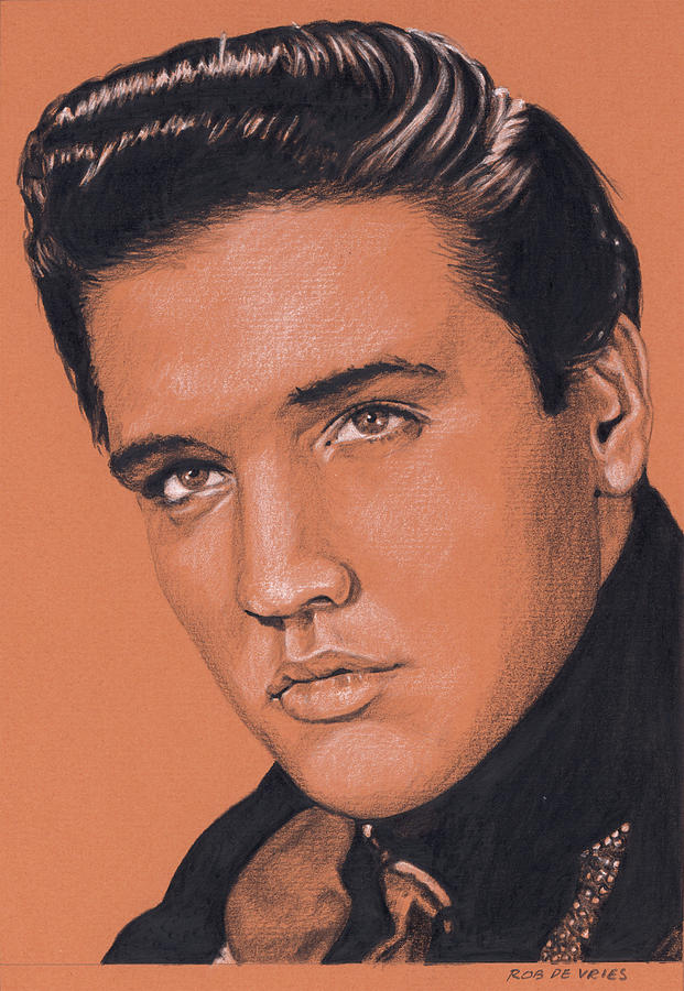 Elvis in Charcoal no. 229 Drawing by Rob De Vries