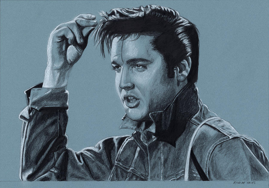 Elvis in Charcoal no. 231 Drawing by Rob De Vries