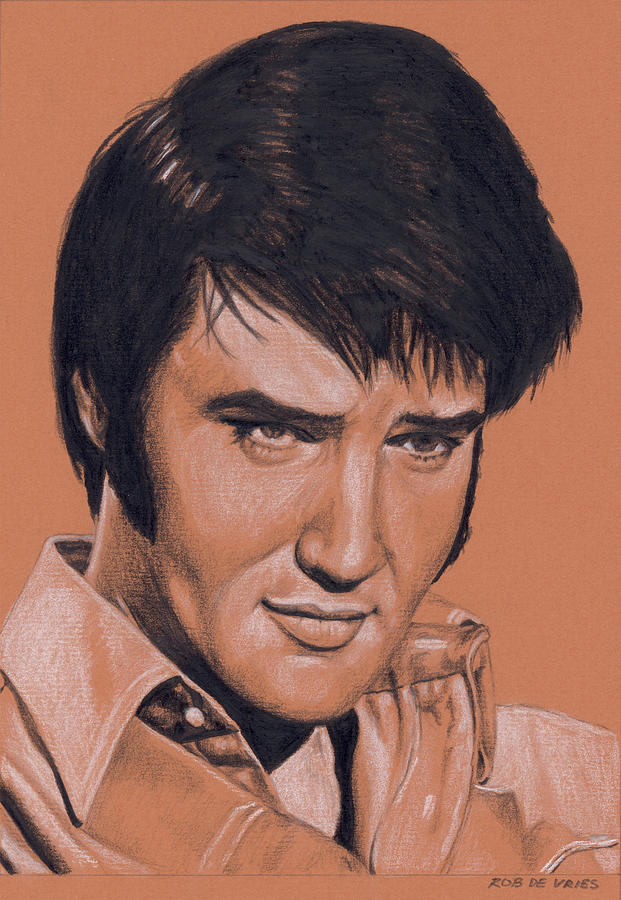 Elvis in Charcoal no. 232 Drawing by Rob De Vries