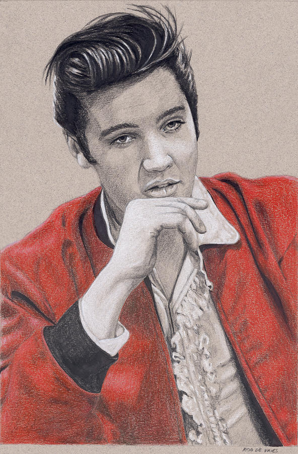 Elvis in Charcoal no. 233 Drawing by Rob De Vries