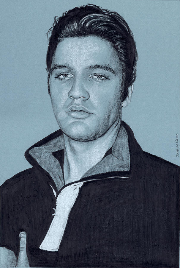 Elvis in Charcoal no. 235 Drawing by Rob De Vries