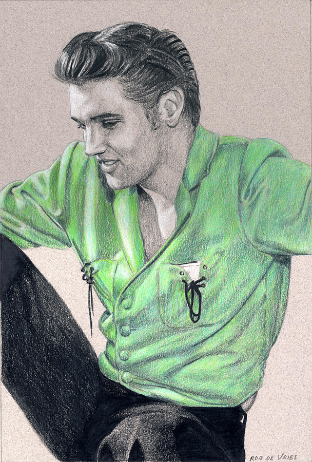 Elvis in Charcoal no. 236 Drawing by Rob De Vries