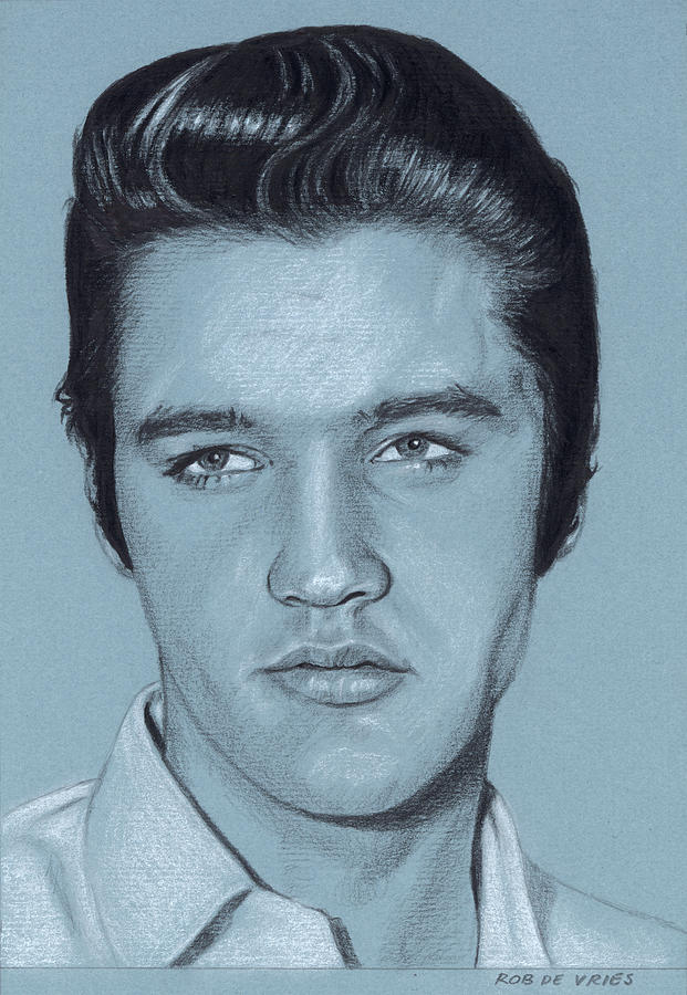 Elvis in Charcoal no. 238 Drawing by Rob De Vries