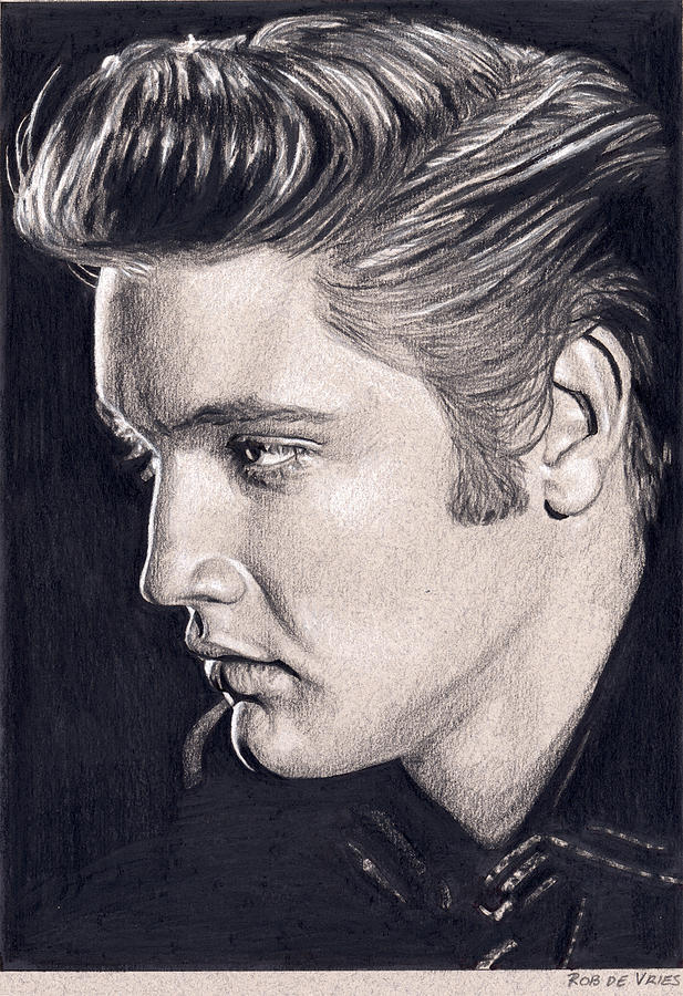 Elvis in Charcoal no. 240 Drawing by Rob De Vries