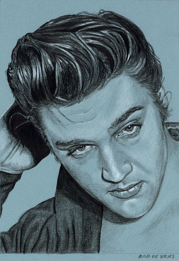 Elvis in Charcoal no. 241 Drawing by Rob De Vries
