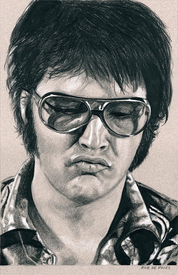 Elvis in Charcoal no. 250 Drawing by Rob De Vries
