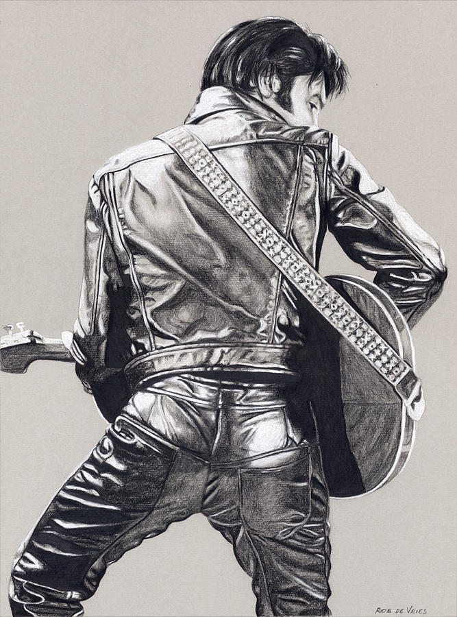 Elvis in Charcoal no. 251 Drawing by Rob De Vries