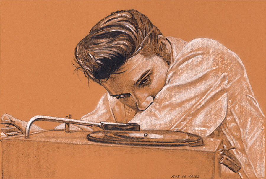 Elvis in Charcoal no. 256 Drawing by Rob De Vries