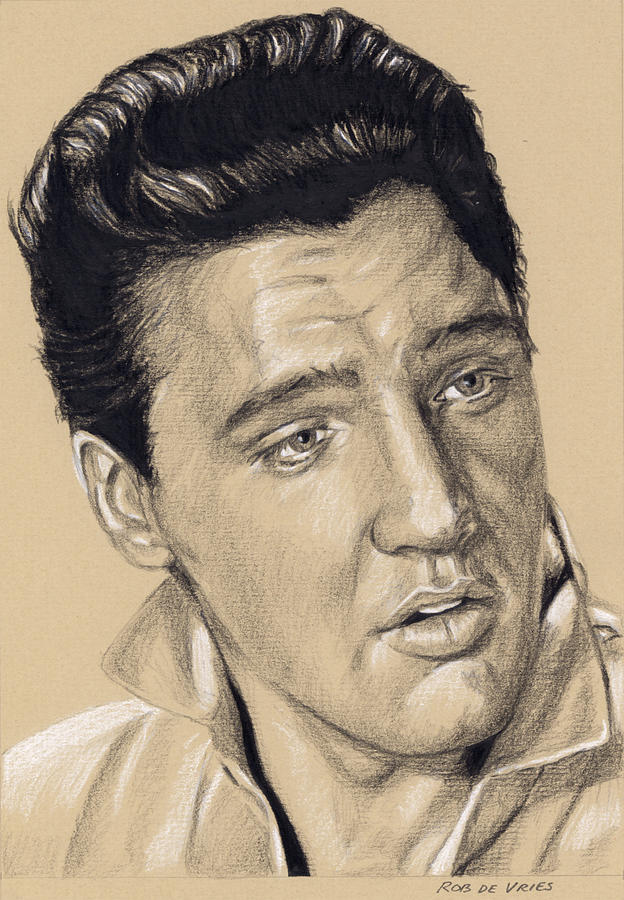 Elvis in Charcoal no. 264 Drawing by Rob De Vries
