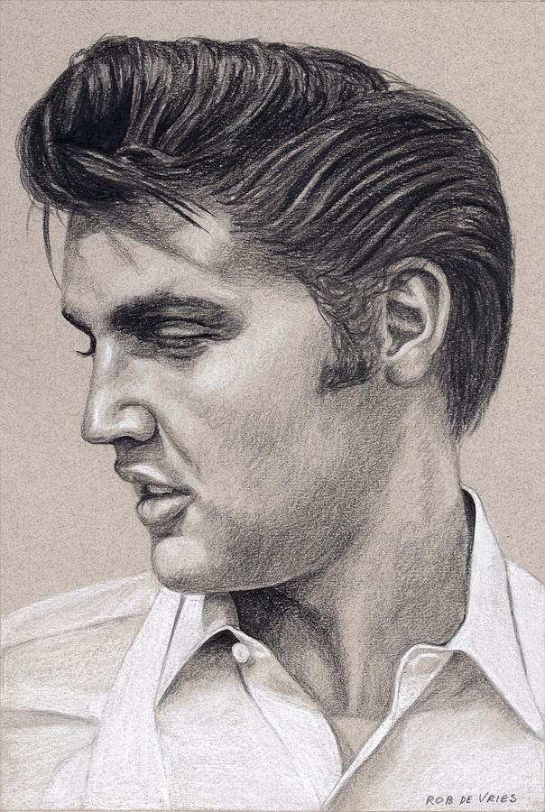 Elvis in Charcoal no. 267 Drawing by Rob De Vries