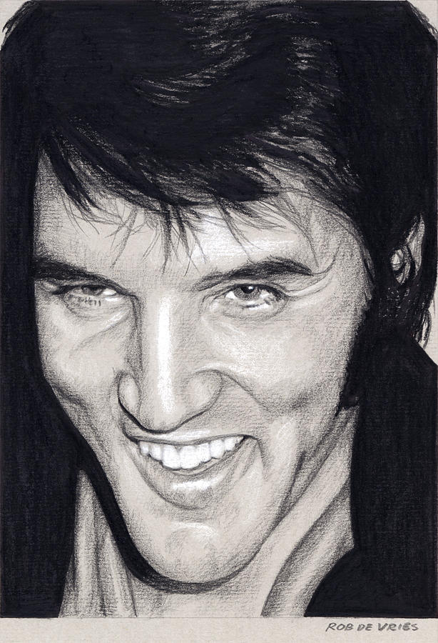 Elvis in Charcoal no. 268 Drawing by Rob De Vries