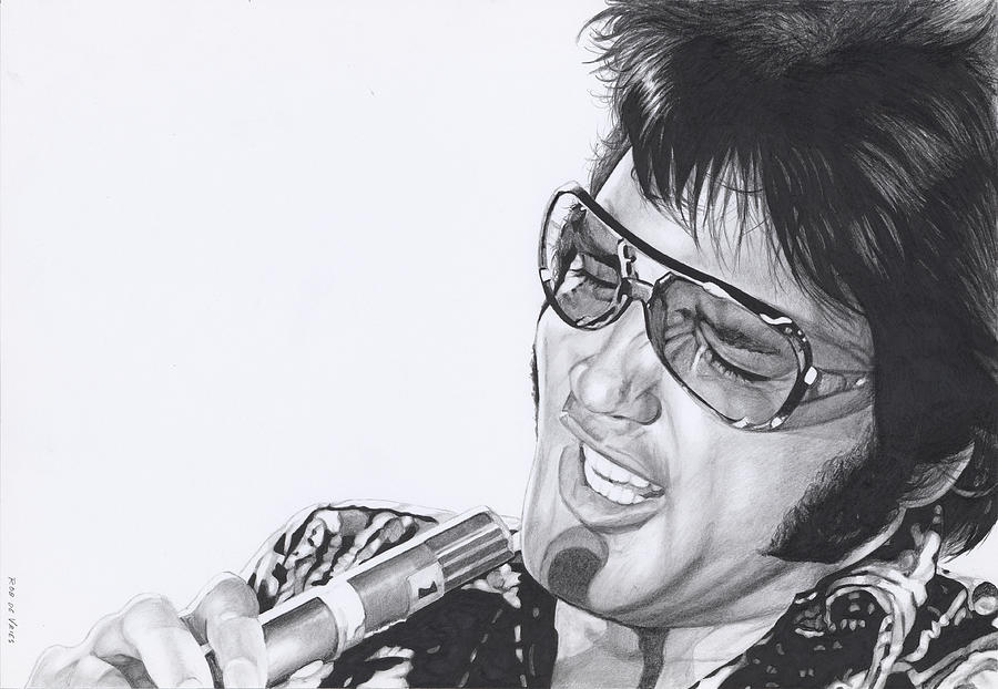 Elvis in Pencil #13 Drawing by Rob De Vries